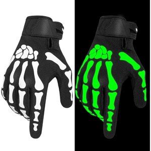 🆕Men's Skeleton Glow in Dark Touchscreen Breathable Lightweight Bike Glove